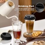 2 Pack Double Walled Insulated Coffee Mugs with Silicone Lids, 12 OZ Reusable Coffee Cups, Cappuccino, Tea, Latte, Iced Coffee Cups, Travel Mugs, Heat Resistant - Image 4