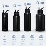 OLDLEY 64 oz Insulated Water Bottle With Straw, Stainless Steel Sports Water Cup Flask with 3 Lids(Straw, Spout and Handle Lid) Double Walled Travel Thermal Canteen Mug,Black - Image 4