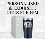 Onebttl Personalized Gifts for Men with Initials, Monogrammed Travel Tumbler for Him, Custom Coffee Cups, Unique Birthday Christmas Gifts for Men who Have Everything, Black, 20oz, J - Image 6