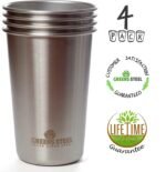 #1 Premium Stainless Steel Cups 16 oz Pint Cup Tumbler (4 Pack) By Greens Steel - Premium Metal Cups - Stackable Durable Cup - Image 4