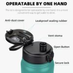 Fanhaw 20 Oz Insulated Stainless Steel Vacuum Water Bottle with Anti-Dust Pop-Open Lid - For Kids, Women, Men | Leak & Sweat Proof (Green Blue) - Image 3