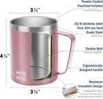 WETOWETO Coffee Mug with Handle, 14oz Insulated Stainless Steel Coffee Travel Mug, Double Wall Vacuum Reusable Coffee Cup with Lid, Powder Coated Rose Gold - Image 3