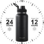 Navigate 32 oz Insulated Stainless Steel Sports Water Bottle with Spout & Handle Lids,Wide Mouth Water Jug with Double Walled Leak Proof Keep Cold for 24 Hrs Hot for 12 Hrs,Black - Image 4