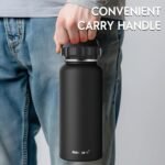 Navigate 32 oz Insulated Stainless Steel Sports Water Bottle with Spout & Handle Lids,Wide Mouth Water Jug with Double Walled Leak Proof Keep Cold for 24 Hrs Hot for 12 Hrs,Black - Image 5