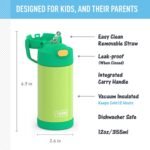 THERMOS FUNTAINER Water Bottle with Straw - 12 Ounce - Kids Stainless Steel Vacuum Insulated Water Bottle with Lid, Lime/Orange - Image 3