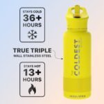 Coldest Insulated Water Bottle with Straw Lid - Stainless Steel Metal Insulated Bottle for Men & Women (Solar Yellow, 32 oz) - Image 3