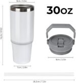 30 Oz Custom Tumblers with Handle Personalized with Photo Text Logo Name Stainless Steel Travel Coffee Cup, Customized Gifts for Mom Dad Friend, 1PC, Blank White - Image 3