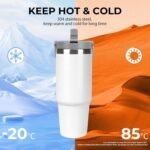 30 Oz Custom Tumblers with Handle Personalized with Photo Text Logo Name Stainless Steel Travel Coffee Cup, Customized Gifts for Mom Dad Friend, 1PC, Blank White - Image 4