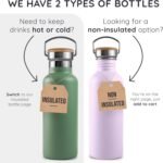 Bambaw Stainless Steel Water Bottles 32 oz, Non-insulated Single Wall Metal Water Bottle Stainless Steel, Reusable & Eco Friendly, Dishwasher Safe – Silver - Image 4