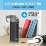 THERMOS FUNTAINER 16 Ounce Stainless Steel Vacuum Insulated Bottle with Wide Spout Lid, Matte Charcoal - Image 5