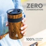 Elemental Artisan Insulated Tumbler, Triple Wall Coffee Travel Mug, Reusable Stainless Steel Coffee Tumbler with Ceramic Lid, Thermal Coffee Cups for Hot (6 Hrs) & Cold (18 Hrs), 12oz - Teak Wood - Image 7