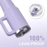 40 oz Tumbler with Handle,Tumbler with Lid and Straw,Double Wall Insulated Cup Stainless Steel Travel Mug(Cold for 34 Hours),Water Bottle for Iced Tea,Coffee,Cold Beverages(Purple) - Image 5