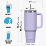 40 oz Tumbler with Handle,Tumbler with Lid and Straw,Double Wall Insulated Cup Stainless Steel Travel Mug(Cold for 34 Hours),Water Bottle for Iced Tea,Coffee,Cold Beverages(Purple) - Image 6