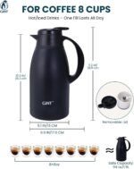 GiNT Stainless Steel Thermal Coffee Carafe, Double Walled Vacuum Water and Beverage Dispenser, 12 Hour Heat Retention, 65 OZ /1.9 Liter Black - Image 4