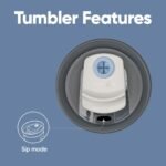 Owala Stainless Steel Triple Layer Insulated Travel Tumbler with Spill Resistant Lid and Straw, BPA Free, 24 oz, Grey/Blue (The Great Blue) - Image 4