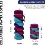 Collapsible Water Bottles 2 Pack 16oz(about 500ml), Travel Portable Sport Water Bottle, Silicone Foldable Water Bottles for Gym Camping Outdoor Hiking. (Orange Camouflage+Rose Red) - Image 4