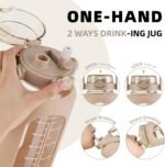 SIEROZUR 64 oz Glass Water Bottle with Straw and Handle Lid Half Gallon Motivational Glass Bottle with Silicone Sleeve and Time Marker Large Reusable Sports Water Jug for Gym Home Workout - Image 3