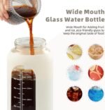 SIEROZUR 64 oz Glass Water Bottle with Straw and Handle Lid Half Gallon Motivational Glass Bottle with Silicone Sleeve and Time Marker Large Reusable Sports Water Jug for Gym Home Workout - Image 4