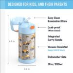 THERMOS FUNTAINER Water Bottle with Straw - 12 Ounce - Kids Stainless Steel Vacuum Insulated Water Bottle with Lid, Construction - Image 3