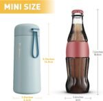 8 oz Water Bottles Made of 304 Stainless Steel, Small Water Bottles Double Wall Vacuum Insulation for Hot&Cold Drinks, Water Bottle Purse with Carry Handle - 100% Leakproof (Grayish Blue) - Image 3