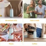 8 oz Water Bottles Made of 304 Stainless Steel, Small Water Bottles Double Wall Vacuum Insulation for Hot&Cold Drinks, Water Bottle Purse with Carry Handle - 100% Leakproof (Grayish Blue) - Image 6