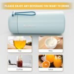 8 oz Water Bottles Made of 304 Stainless Steel, Small Water Bottles Double Wall Vacuum Insulation for Hot&Cold Drinks, Water Bottle Purse with Carry Handle - 100% Leakproof (Grayish Blue) - Image 7