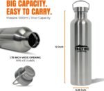 Tactiko Survival 1000ml / 34 oz Insulated Stainless Steel Wide Mouth Water Bottle, Double Wall Insulation - Leakproof, BPA-Free with Cleaning Brush for Camping, Hiking, Outdoor Prep - Image 3