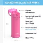 THERMOS FUNTAINER 16 Ounce Stainless Steel Vacuum Insulated Bottle with Wide Spout Lid, Neon Pink - Image 3