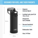 THERMOS FUNTAINER 16 Ounce Stainless Steel Vacuum Insulated Bottle with Wide Spout Lid, Black Matte - Image 3