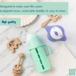 Set of 2 - Glass Sippy Cup for Toddlers - The Luca | Mint Green & Indigo Purple | Spill-Proof | Silicone Straw | 8 oz | Liquids Never Touch Plastic | Removable Handles… - Image 3