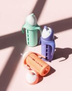 Set of 2 - Glass Sippy Cup for Toddlers - The Luca | Mint Green & Indigo Purple | Spill-Proof | Silicone Straw | 8 oz | Liquids Never Touch Plastic | Removable Handles… - Image 9