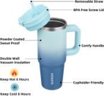 BJPKPK Tumbler With Handle 30 oz Stainless Steel Insulated Tumbler With Lid And Straw For Water Or Ice Coffee,Sky - Image 3