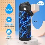 Boys Water Bottle with Straw,18 oz Kids Insulated Cups with Stainless Steel Leak Proof for School,Sport&Travel（Lightning） - Image 3