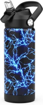 Boys Water Bottle with Straw,18 oz Kids Insulated Cups with Stainless Steel Leak Proof for School,Sport&Travel（Lightning） - Image 5