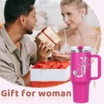 Personalized 40 oz Monogrammed Tumbler with Handle & Flip Straw, 100% Leak Proof stainless steel Insulated Tumbler, Customized Initial Funny Gifts for Women Mom Sisters Coworker, J - Image 6