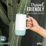 Ello Jane 18oz Ceramic Travel Mug with Handle, Splash-Resistant Slider Lid and Built-in Coaster, Perfect for Coffee and Tea, BPA Free, Dishwasher Safe, Gift for Him Her Birthday, Alligator - Image 5