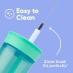 Owala Kids Insulation BPA-Free Plastic Tumbler with Spill Resistant Flexible Straw, Easy to Clean, Kids Water Bottle, Great for Travel, Dishwasher Safe, 15 Oz, Teal and Aqua (The Blues) - Image 5