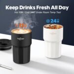 16 oz Coffee Insulated Tumbler with Lid and Flip Straw, Leak-Proof Food Grade 304 Stainless Steel Travel Coffee Mug, Double Wall Vacuum Cup for Hot and Cold Drinks (Green) - Image 5