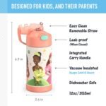 THERMOS FUNTAINER Water Bottle with Straw - 12 Ounce - Kids Stainless Steel Vacuum Insulated Water Bottle with Lid, Princesses - Image 3