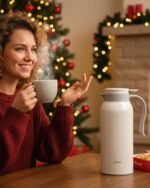 GiNT 51 Oz Stainless Steel Thermal Coffee Carafe, Double Walled Vacuum Insulated Flask, 12 Hour Heat Retention, 1.5 Liter Tea, Water, and Coffee Dispenser (Upgraded version White) - Image 3