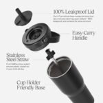 BrüMate Resa 35oz 100% Leakproof Travel Tumbler w/Handle & Straw | Flexible SoftSip Straw | Silicone Sleeve for Durability | Stainless Steel | Cup Holder & Travel Friendly Water Bottle (Onyx Leopard) - Image 3