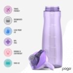 Pogo 40oz Plastic Water Bottle with Chug Lid and Carry Handle, Reusable, BPA Free, Dishwasher Safe, Perfect for Travel, School, Outdoors, and Gym, Lilac - Image 4