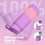 Mininoo Kids Water Bottle for School, 16oz Insulated Stainless Steel Water Bottle Kids with Straw Lid for Girls（Purple/Pink） - Image 8