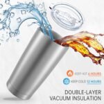 20 oz Tumblers Bulk Stainless Steel Tumbler with Lid Double Wall Vacuum Insulated Coffee Mug 20oz Powder Coated Cup for Hot and Cold Drinks, Stainless, 6 pack - Image 3