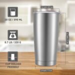 20 oz Tumblers Bulk Stainless Steel Tumbler with Lid Double Wall Vacuum Insulated Coffee Mug 20oz Powder Coated Cup for Hot and Cold Drinks, Stainless, 6 pack - Image 4