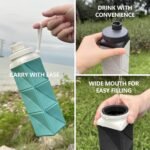 Collapsible Water Bottles, Silicone Foldable Water Bottle 610ml, BPA-Free Portable Reusable Leakproof Bottle for Gym Travel Camping Hiking Sports Outdoor, 1 Pack (Dark Blue) - Image 6