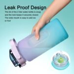 RYI Large Half Gallon 64 OZ Motivational Water Bottle with Straw Time Marker BPA Free for Sport and Fitness Purple Green - Image 5