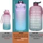 RYI Large Half Gallon 64 OZ Motivational Water Bottle with Straw Time Marker BPA Free for Sport and Fitness Purple Green - Image 7