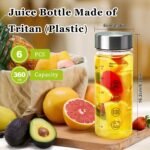 6 Pack Juice Bottles with Caps - Wide Mouth Resuable Clear Plastic Water Bottles for Juicing,Smoothie,Protein, Beverage,Storage Containers,BPA Free,Leakproof Stainless Steel Lid(12 Ounces) - Image 3