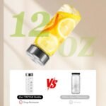 6 Pack Juice Bottles with Caps - Wide Mouth Resuable Clear Plastic Water Bottles for Juicing,Smoothie,Protein, Beverage,Storage Containers,BPA Free,Leakproof Stainless Steel Lid(12 Ounces) - Image 6